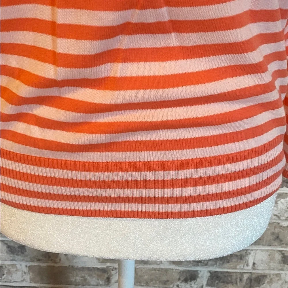J. Crew Striped Orange & White Women's Lightweight Sweater. Size M. 100% Cotton.